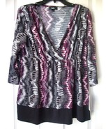 New AGB Women&#39;s Chevron Printed 3/4 Sleeve Blouse Top Size L MSRP $44.00 - $27.06 CAD