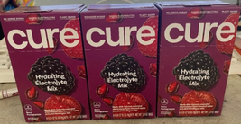 (3) Cure Hydration | Plant-Based Electrolyte Box of 8 Packets Berry Pome... - $32.66