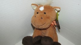 Animal Adventure plush Brown horse white spot tan mane orange gingham bow w/tag - £5.42 GBP