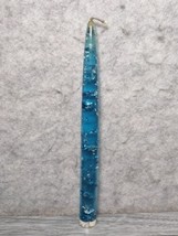 Vintage Blue Lucite Candlestick Silver Flecks MCM 8” Tapered Aqua Teal - £15.45 GBP