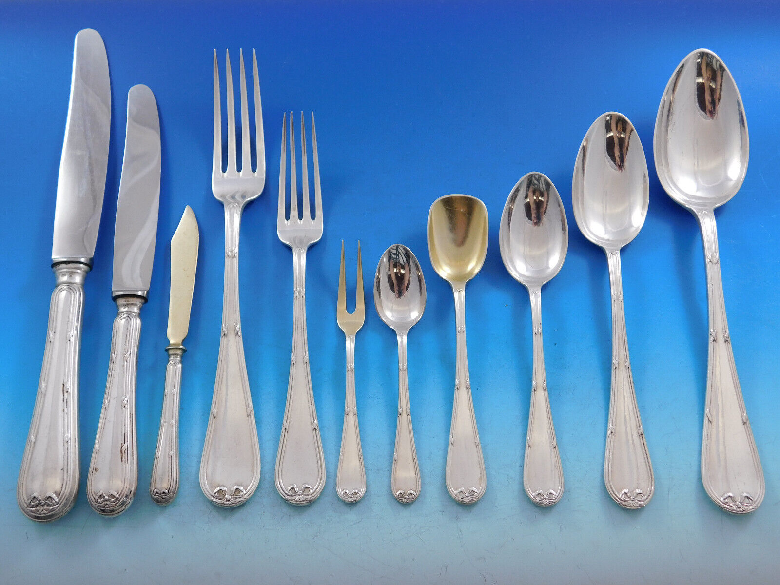 Primary image for Jarosinski Austrian 800 Silver Flatware Set Service 211 pieces with Bow & Ribbon