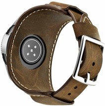 Samsung Galaxy Watch Band 46mm Vintage Rep/ment Genuine Leather Cuff Coffee New - £46.74 GBP