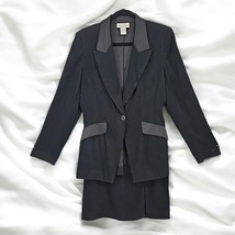 Vintage Gantos 2 Piece Suit Woman 10 Black Skirt &amp; Mid Length Blazer Fau... - $45.82