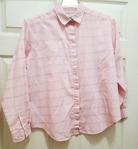 Nordstrom Town Square Womens 16 Button Up Long Sleeve Shirt Pink Checkered - $28.45