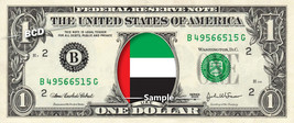 UAE Flag on a REAL Dollar Bill Cash Money Memorabilia Novelty Collectible - $8.88
