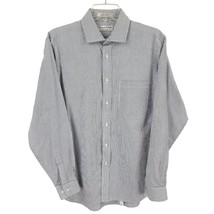Oscar de la Renta Striped Button Up Shirt Gray White Size 15.5 34/35 - £15.06 GBP