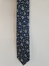 Cravatta blu motivo floreale J Crew collo stretto, 100% cotone - $12.34