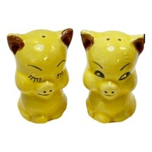 Anthropomorphic Vintage Yellow Cats  Salt Pepper Taipei Ceramic 1950s - $42.51