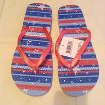 July 4th patriotic flip flops Size 9 10 large thongs shoes American Flag... - $7.99