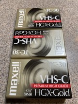 Maxell HGX-GOLD TC-30 VHSC Camcorder Video Tapes Lot of 3 Premium High G... - £10.61 GBP