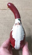 Hand Painted Santa Claus Gourd Ornament Rustic Folk Art Christmas Holiday - £9.34 GBP