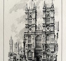 Westminster Abbey And Big Ben 1901 Victorian London Print Art UK DWFF10 - €43,22 EUR