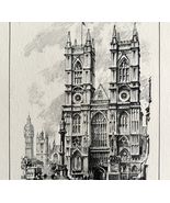 Westminster Abbey And Big Ben 1901 Victorian London Print Art UK DWFF10 - $913.72 MXN