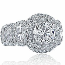 Stunning GIA 4.80 Ct Round Cut Half Moon Diamond Engagement Ring 18k White Gold - £26,850.21 GBP