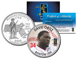 DAVID ORTIZ Colorized Massachusetts Statehood U.S. Quarter Coin Boston R... - £6.70 GBP