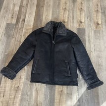 Wilsons Leather Pelle Studio Black Bomber Fur Jacket M - £93.28 GBP