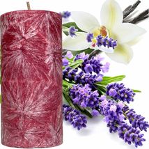 Lavender &amp; Vanilla Scented Palm Wax Pillar Candle Hand Poured - £20.29 GBP+