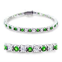 Rhodium Brass Synthetic Spinel Emerald Statement Women&#39;s Necklace 7-8in - €48,90 EUR