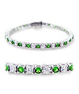 Rhodium Brass Synthetic Spinel Emerald Statement Women&#39;s Necklace 7-8in - €49,03 EUR