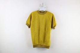 Vtg 60s Womens Large Striped Creslan Rayon Knit Short Sleeve Sweater Yellow USA - £79.09 GBP