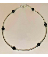 Black Onyx &amp; Sterling Silver Tube Style Bracelet 925 SS 6.5&quot;, 7&quot;, 7.5&quot; o... - $18.81+