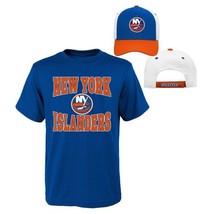 NWT NHL New York Islanders Youth Boys Large Short Sleeve Tee Shirt &amp; Hat Set - £17.37 GBP