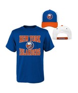 NWT NHL New York Islanders Youth Boys Large Short Sleeve Tee Shirt &amp; Hat... - £17.45 GBP
