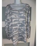 Lucky Brand Grey/White Camouflage W/Stars LS Shirt Size 1X Women&#39;s NEW - $52.69 CAD