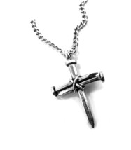 3 Nails Wire Wrapped Cross on 18 Inch Chain - £43.36 GBP