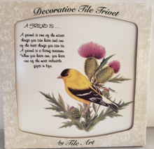 Art Tile Made By &quot;Tile Art&quot; American Goldfinch Thistle Wall Decor/Trivet USA NIB - £25.74 GBP