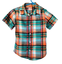 Cat &amp; Jack Button Front Shirt Boys Size Medium (8) Multicolor Plaid Poin... - $8.91