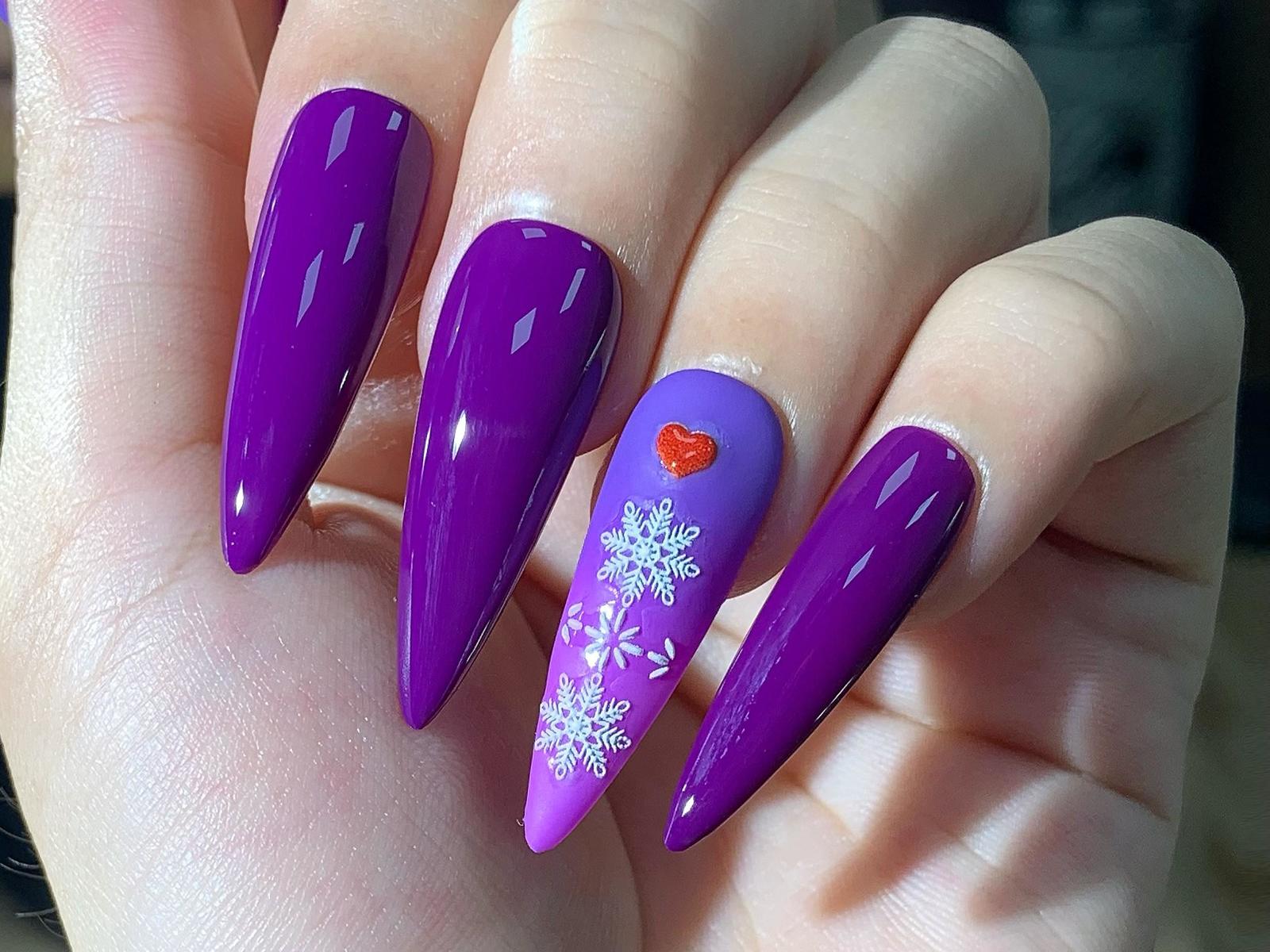 Purple Ombre Winter Wonderland Press-On Nails Artificial reusable fake g... - $24.99