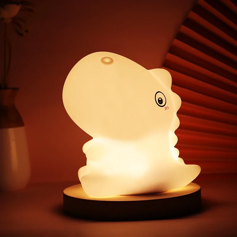 Led  Silicone Night Lights For Baby Kids Room Children Bedroom Soft Dinosaur - £11.11 GBP
