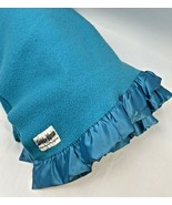 Vintage Neiman Marcus Wool Satin Trim Blanket Turquoise Blue  I02 x 72 I... - €124,11 EUR