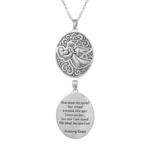 Amazing Grace Two-Sided Pendant Necklace White Gold - £11.34 GBP