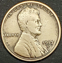  1913-S 1¢ Lincoln Wheat Cent Coin, Extremely Rare Penny, Nice Detail! - £93.78 GBP