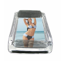 French Pin Up Girls D3 Glass Square Ashtray 4&quot; x 3&quot; Smoking Cigarettes - £38.88 GBP