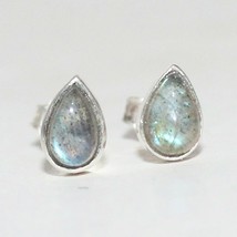 925 Sterling Silver Labradorite Earrings Stud Handmade Gemstone Jewelry - £24.61 GBP