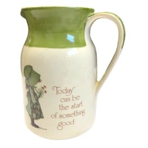 Vintage Holly Hobbie Green Girl Stoneware Pitcher Vase 1978 Cream Jug Pitcher 6&quot; - £16.39 GBP