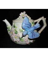 Fitz &amp; Floyd Bluebird and Dogwood Flowers Woven 48 Ounce Teapot with Lid - £70.95 GBP