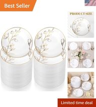 150 Pcs White and Gold Plastic Plates with Gold Rim Floral Design, 7 Inc... - $95.61