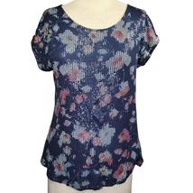 Navy Sequin Front Blouse Size Small  - £19.78 GBP