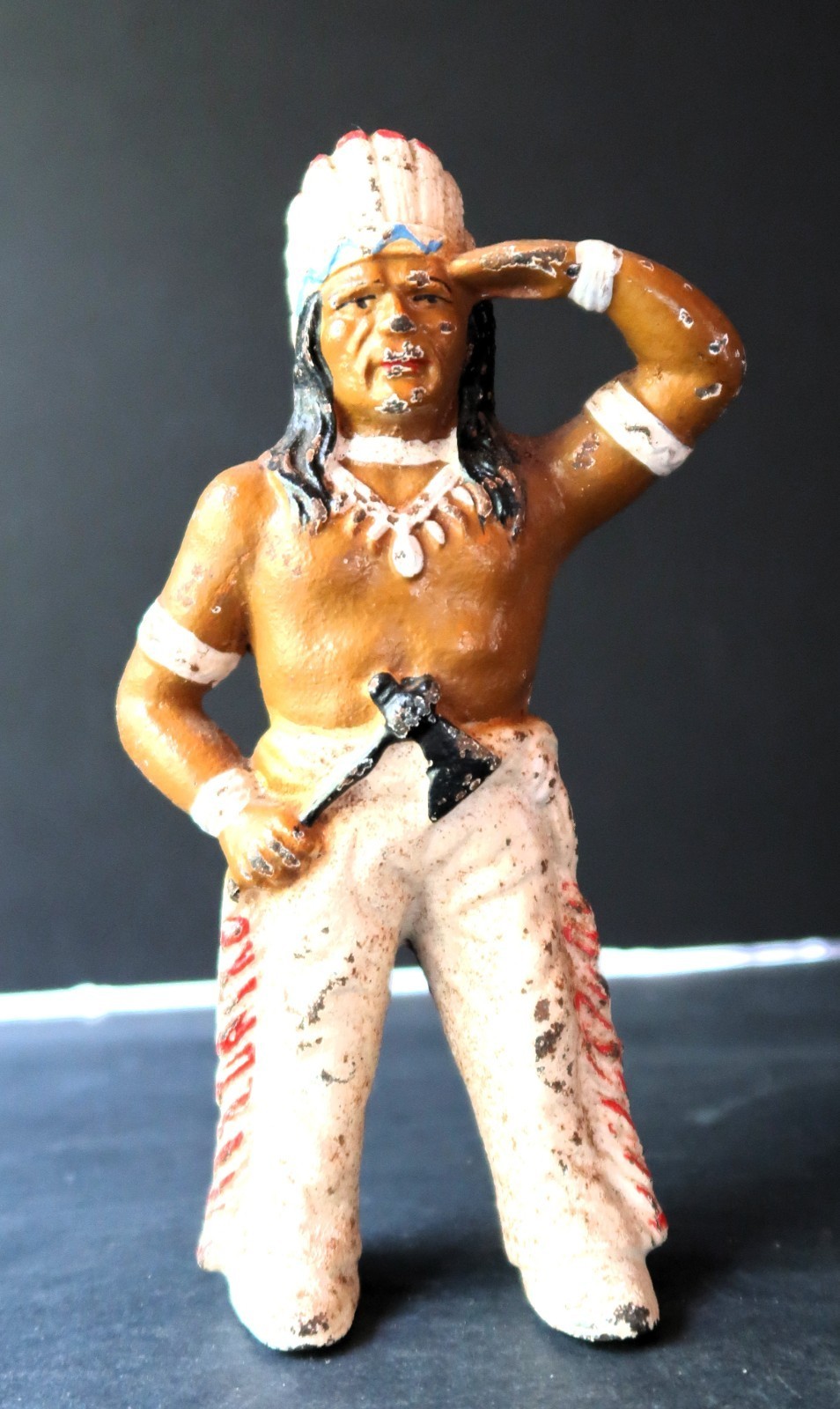 VTG Cast Iron still Bank depicting Native American w/ Tomahawk Very Nice. - $50.00