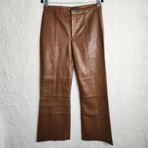 Vintage Banana Republic Womens Wide Leg Brown Genuine Leather Pants Size 8 - £52.57 GBP