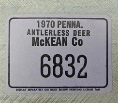 1970 Penna Antlerless Deer 6832 Forest Co Cardboard Hunting License Pennsylvania - £20.71 GBP
