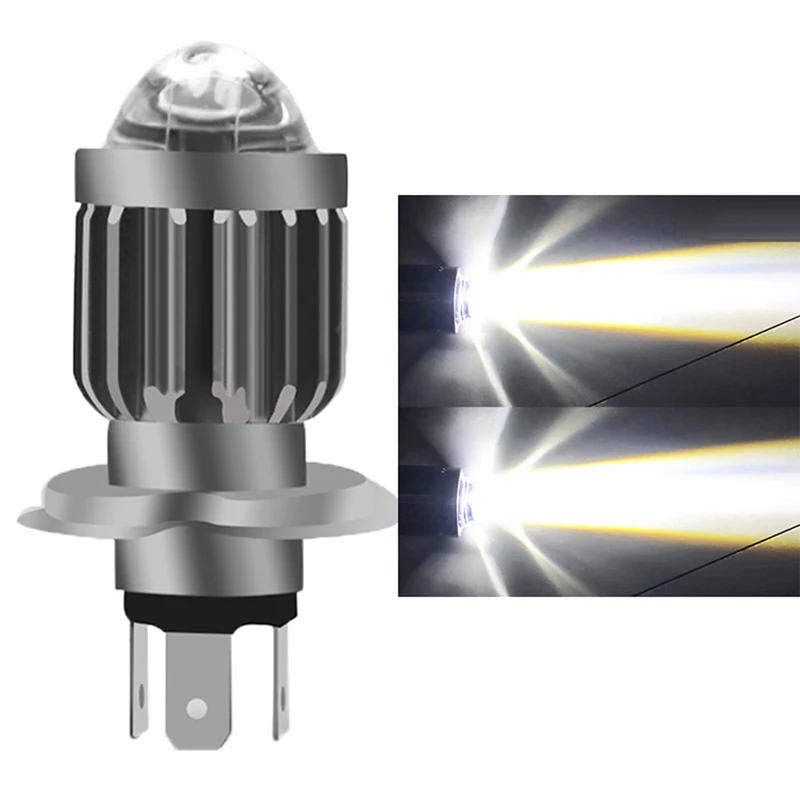 Motorcycle Headlight H4 BA20D LED MOTO Fisheye Lens P15D-25-1 White Yellow Bulb  - $135.12