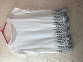 Willi Smith Ivory stitched embroidered Sheer Sleeves Shirt Blouse Women&#39;... - $15.68