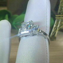 2.50Ct Emerald Diamond Three-Stone Ring Christmas Gift Solid 14k White Gold Over - £63.15 GBP