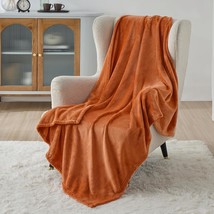 Bedsure Burnt Orange Throw Blankets Fleece Blanket Twin - - £29.49 GBP