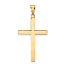 14K Gold Cross Pendant Charm Jewelry 40 x 21 mm - £104.44 GBP